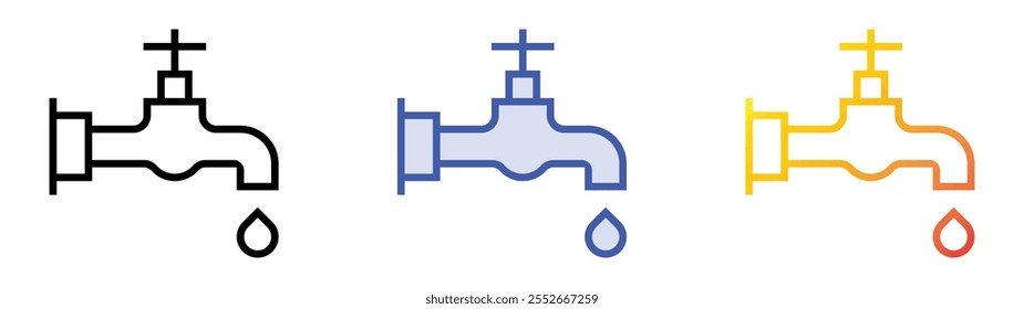 water tap icon. Linear, Blue Fill and Gradient Style Design Isolated On White Background
