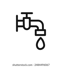 Water tap icon linear vector graphics sign