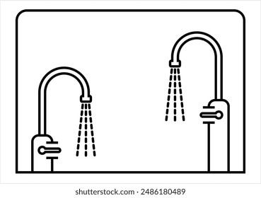 Water Tap Icon Monoline, Faucet, Spigot Vector Art Illustration