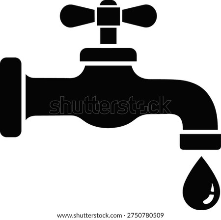 Water Tap Icon, Plumber Service Symbols, Home Maintenance and Repair Vector Illustration, Bathroom Kitchen Faucet Graphic, CAD Drawing, Flat Vector