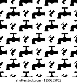 Water Tap Icon Seamless Pattern Vector Art Illustration