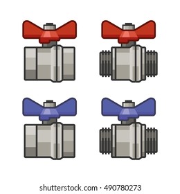 Water Tap Icon Set on White Background. Vector