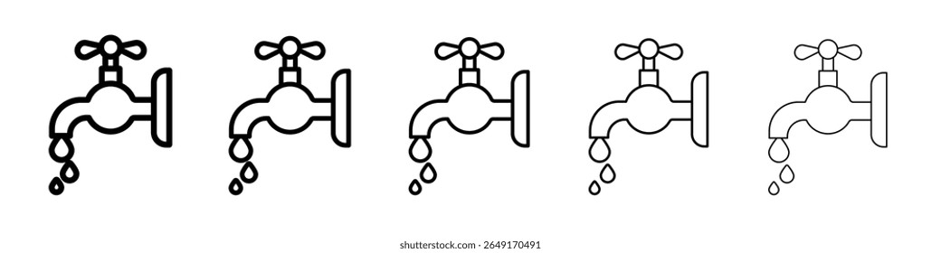Conjunto de marca de logotipo de contorno delgado de icono de grifo de agua