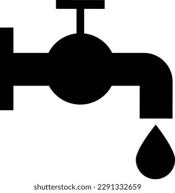 Water tap icon vector . Dripping tap with drop icon . Faucet icon