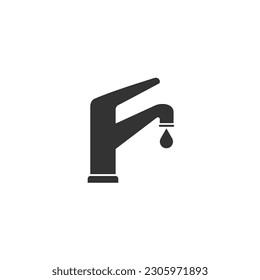 Water tap icon vector. Dripping tap with drop icon. Faucet icon