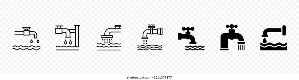 ícone de torneira de água ilustração vetorial, Ícone de vetor de torneira de água, Ícone de torneira em linha fina estilo ilustração vetorial design gráfico