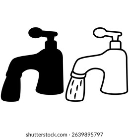 water tap icon, vector illustration symbol sign logo template pictogram, for ui or ux isolated on white for mobile app, editable