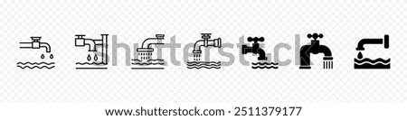 water tap icon vector illustration, Water tap vector icon, Faucet icon in thin line style Vector illustration graphic design