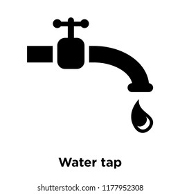 Water tap icon vector isolated on white background, logo concept of Water tap sign on transparent background, filled black symbol