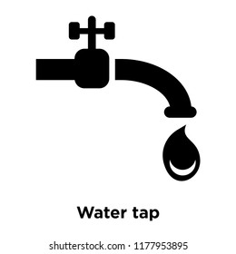 Water tap icon vector isolated on white background, logo concept of Water tap sign on transparent background, filled black symbol