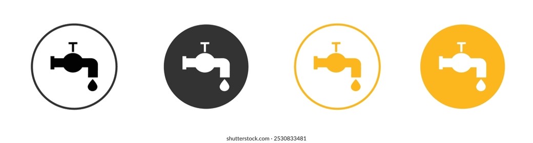 Water tap icon vector line logo mark or symbol set collection outline style
