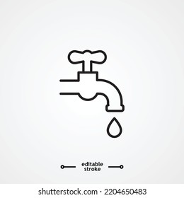 water tap icon vector, sign, symbol, logo, illustration, editable stroke, design style isolated on white linear