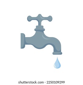 Icono del grifo de agua para la web. Diseño de vector de señal de grifo de agua simple. Faucet con icono de caída de la web de caída aislado en blanco. Logo del cliente del grifo de agua del jardín. Faucet con gotas de agua. Concepto de herramientas de jardín eps 10