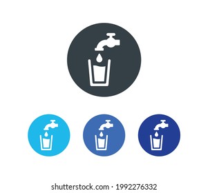 Water tap icons set. Vector illustration. Dinking tap water symbol