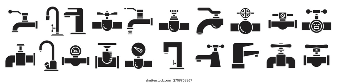 water tap icons set vector illustration