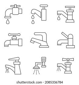 Water tap icons set.Water tap pack symbol vector elements for infographic web