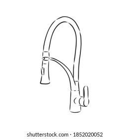 water tap for kitchen, Vector Single Sketch Kitchen Faucet