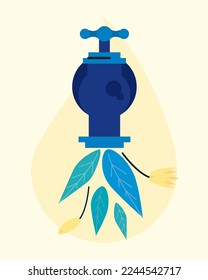 water tap with leafs icon