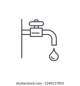 Water tap line icon concept. Water tap vector linear illustration, symbol, sign