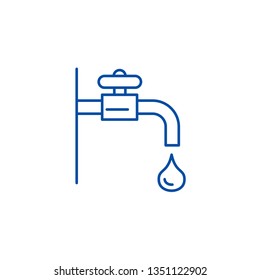Water tap line icon concept. Water tap flat  vector symbol, sign, outline illustration.