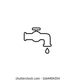 Water tap line icon on white. Faucet vector icon