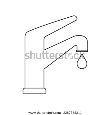 Water tap line icon vector. Dripping tap with drop icon. Faucet icon