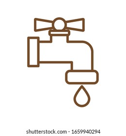 Water tap line style icon design, Clean faucet liquid drink wet kitchen home stream wash and macro theme Vector illustration