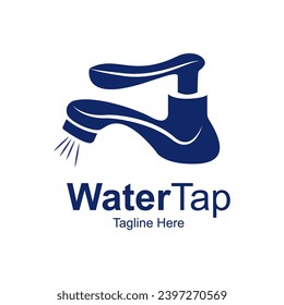 Plantilla de diseño del logotipo de Water Tap. Faucet Moderno Con Agua.