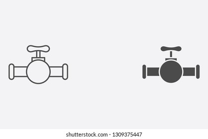 Water tap outline and filled vector icon sign symbol