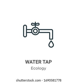Vektorillustration-Symbol Wasserhahn-Umriss Dünne, schwarze Wasserhahn-Symbol, einfache flache Vektorillustration-Elementgrafik aus dem Konzept der editierbaren Ökologie einzeln auf weißem Hintergrund