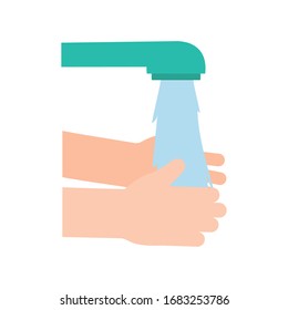 Agua golpear las manos diseño de iconos de estilo plano, Limpiar la bebida líquida de la cocina húmeda lavado de aguas y macro tema Vector ilustración