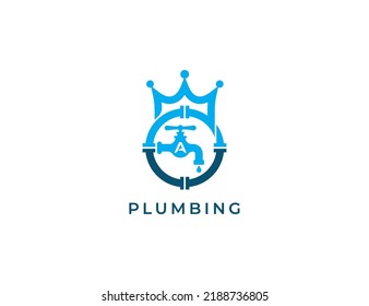 Water Tap Plumbing Service Logo Concept icon sign symbol Design with Letter A. Plumber, Drop Logotype. Vector illustration logo template