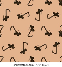 Water tap seamless pattern. Water faucet symbol on carton background. Faucet illustration. Water tap vector background.