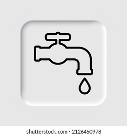 Water tap simple icon. Flat desing. Neumorphism design.ai