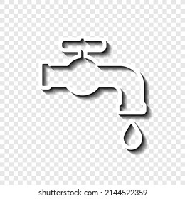 Icono simple del grifo de agua. Diseño plano. Blanco con sombra en la cuadrícula transparente.ai