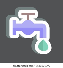 Water Tap Sticker in trendy isolated on black background