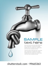 Water tap tied in knot . Vector illustration.