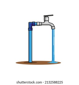 water tap with torrents of water