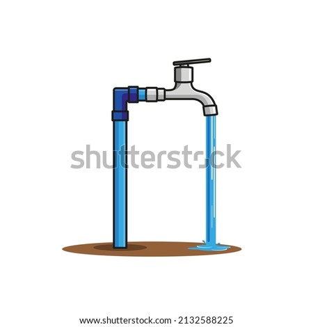 water tap with torrents of water