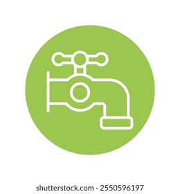 Water Tap Vector Circle Outline Icon . Eps 10 file