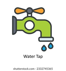 Water Tap  Vector Fill outline Icon Design illustration. Nature and ecology Symbol on White background EPS 10 File