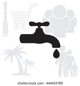 Water tap vector icon