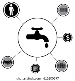 Water tap vector icon