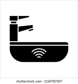 Wasserhahn Vektorsymbol Dripping tap with drop icon for web, mobile and Infografiken. Vektorgrafik auf weißem Hintergrund