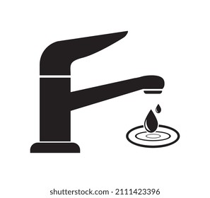 Ilustración del icono del vector del grifo de agua sobre fondo blanco