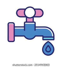 Water Tap Vector Illustration - Cartoon, Clipart, Line Art Design for Printables