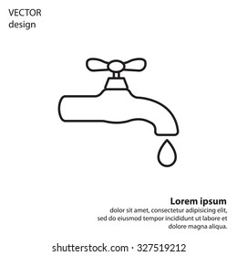 Water tap vector line icon