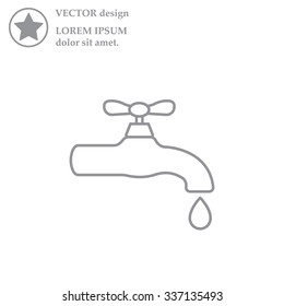 Water tap vector line icon