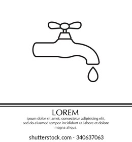 Water tap vector line icon