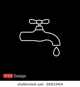Water tap vector line icon